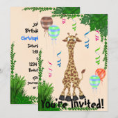Safari Giraffe Birthday Party Invitation Kaart (Voorkant / Achterkant)