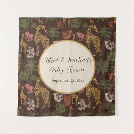 Safari Giraffe & Bloemen Baby shower Wandkleed (Voorkant)