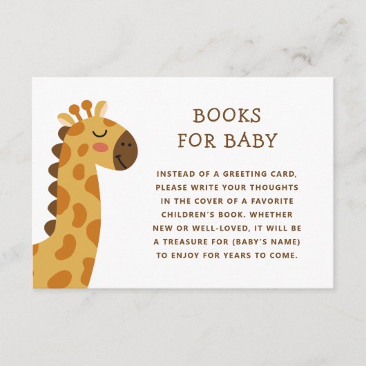 Safari Giraffe Boeken voor Baby | Jungle Baby Borr Informatiekaartje (Voorkant)