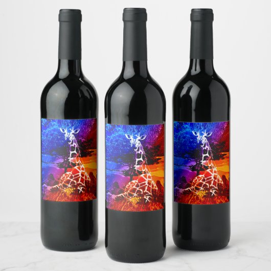Safari Giraffe Dream Wine Label Wijn Etiket (Flessen)