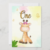 Safari Giraffe eerste verjaardagsuitnodiging Kaart (Achterkant)