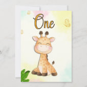 Safari Giraffe eerste verjaardagsuitnodiging Kaart (Achterkant)