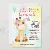 Safari Giraffe eerste verjaardagsuitnodiging Kaart (Voorkant)