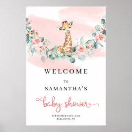 Safari Giraffe Eucalyptus Meisje Baby shower Welko Poster