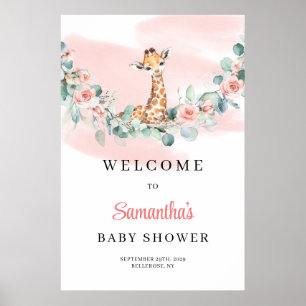 Safari Giraffe Eucalyptus Meisje Baby shower Welko Poster