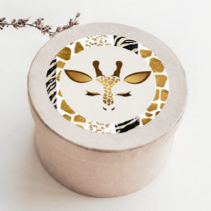 Safari giraffe goud modern Wild een verjaardag Ronde Sticker