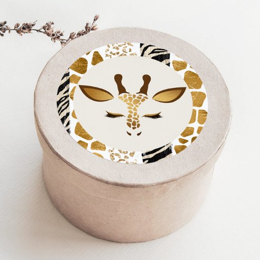 Safari giraffe goud modern Wild een verjaardag Ronde Sticker