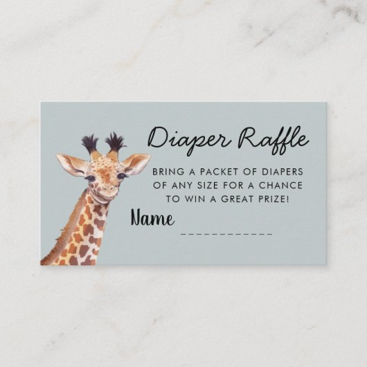 Safari Giraffe Luier Raffle Baby shower Informatiekaartje (Voorkant)