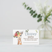 Safari Giraffe Luier Raffle Blauw Baby shower Informatiekaartje (Staand voorkant)