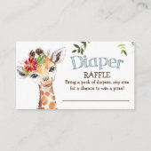 Safari Giraffe Luier Raffle Blauw Baby shower Informatiekaartje (Voorkant)