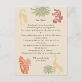 Safari Giraffe & Palm Leaves Baby shower Briefkaart