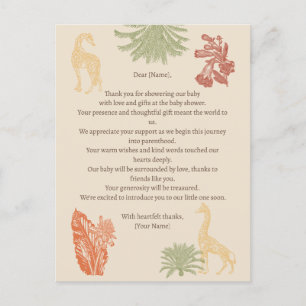 Safari Giraffe & Palm Leaves Baby shower Briefkaart
