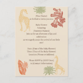 Safari Giraffe & Palm Leaves Baby shower Briefkaart