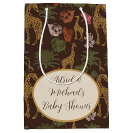 Safari Giraffe & Palm Leaves Baby shower Medium Cadeauzakje