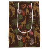 Safari Giraffe & Palm Leaves Baby shower Medium Cadeauzakje (Achterkant)