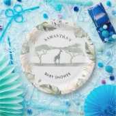 Safari Giraffe Palm Leaves Baby shower Papieren Bordje (Feest)