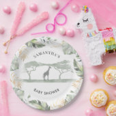 Safari Giraffe Palm Leaves Baby shower Papieren Bordje (Feest)