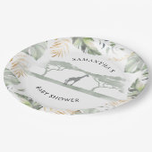 Safari Giraffe Palm Leaves Baby shower Papieren Bordje (Gekanteld)