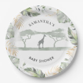 Safari Giraffe Palm Leaves Baby shower Papieren Bordje (Voorkant)
