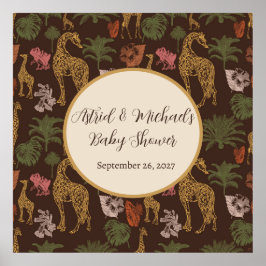 Safari Giraffe & Palm Leaves Baby shower Poster