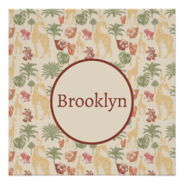 Safari Giraffe & Palm Leaves Nursery Perfect Poster