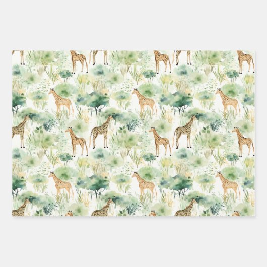 Safari Giraffe Pattern Africa Wildlife Theme Inpakpapier Vel (Voorkant 3)