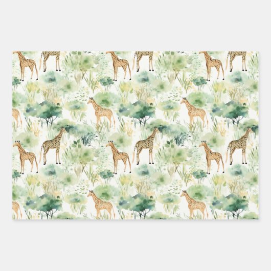 Safari Giraffe Pattern Africa Wildlife Theme Inpakpapier Vel (Voorkant)