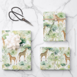 Safari Giraffe Pattern Africa Wildlife Theme Inpakpapier Vel