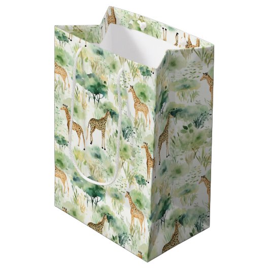 Safari Giraffe Pattern Africa Wildlife Theme Medium Cadeauzakje (Voorkant Gekanteld)