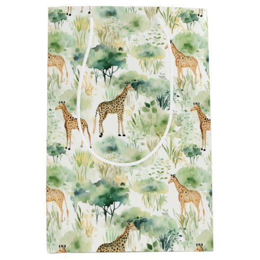 Safari Giraffe Pattern Africa Wildlife Theme Medium Cadeauzakje (Voorkant)
