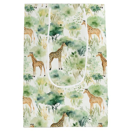 Safari Giraffe Pattern Africa Wildlife Theme Medium Cadeauzakje (Achterkant)