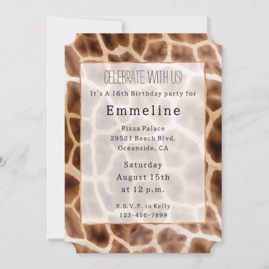 Safari Giraffe Print Kaart (Voorkant)