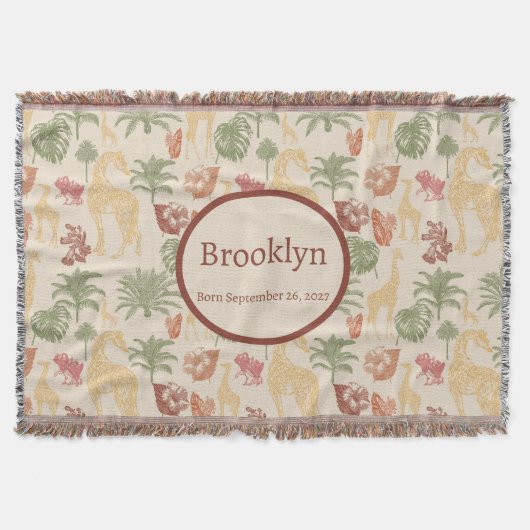 Safari Giraffe & tropische bladeren kwekerij Deken (Voorkant)