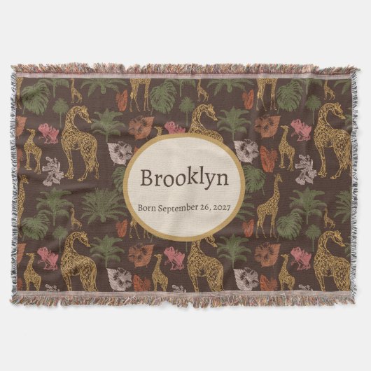 Safari Giraffe & tropische bladeren kwekerij Deken (Voorkant)