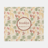 Safari Giraffe & tropische bladeren kwekerij Fleece Deken (Voorkant (Horizontaal))