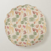 Safari Giraffe & tropische bladeren kwekerij Rond Kussen (Achterkant)