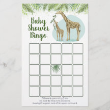 Safari-giraffe verlaat babyshower-bingospel