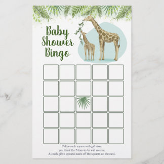 Safari-giraffe verlaat babyshower-bingospel