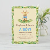 Safari Giraffe Waterverf Cute Boy Baby shower Kaart (Staand voorkant)