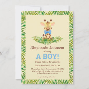 Safari Giraffe Waterverf Cute Boy Baby shower Kaart