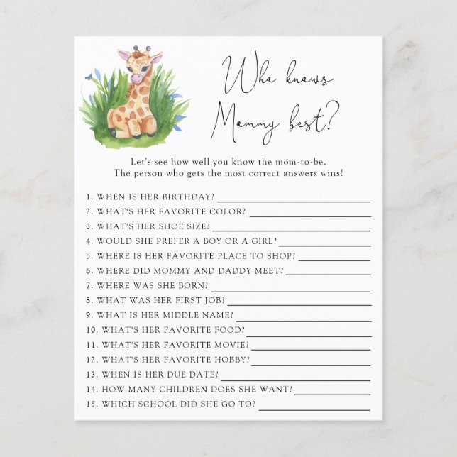 Safari Giraffe - Wie kent mama het beste (Voorkant)