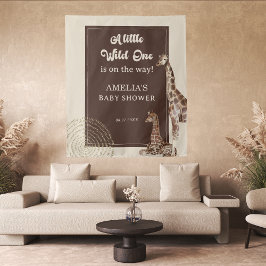 Safari Giraffe Wild Adventure Baby shower Achtergr Wandkleed