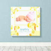 Safari Giraffes kwekerij Baby Foto Canvas Afdruk (Insitu (Houten vloer))