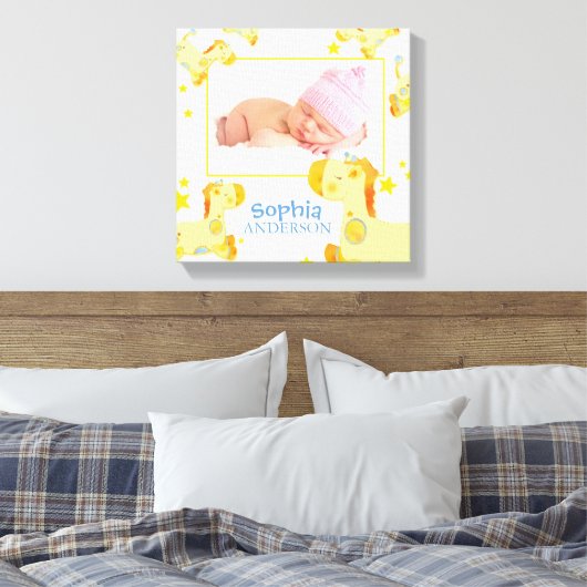 Safari Giraffes kwekerij Baby Foto Canvas Afdruk (Insitu (Slaapkamer))