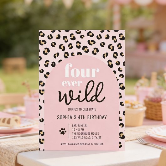 Safari Girl 4th Birthday Party Invitation Kaart