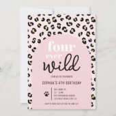 Safari Girl 4th Birthday Party Invitation Kaart (Voorkant)