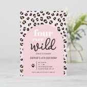 Safari Girl 4th Birthday Party Invitation Kaart (Staand voorkant)