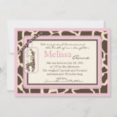 Safari Girl-aankondigingskaart Kaart (Achterkant)