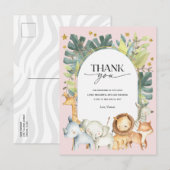 Safari girl baby shower dank je briefkaart (Voorkant / Achterkant)