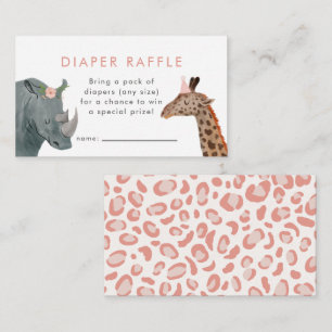 Safari Girl Baby shower Diaper Raffle Ticket Informatiekaartje